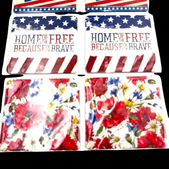 VFW Coasters "Home Of The Free Because Of The Brave" USA Set Of 8 - Picture 3 of 9